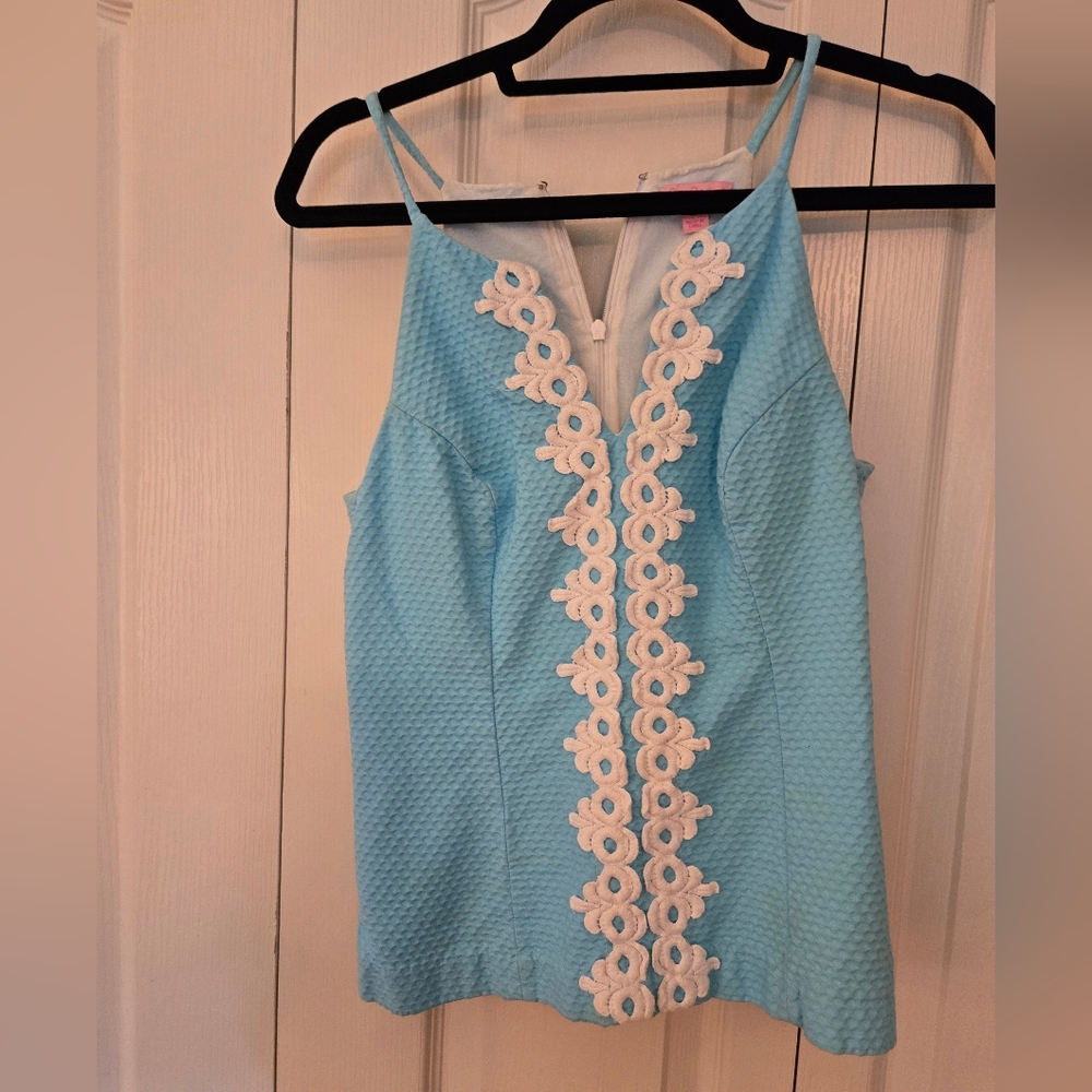 Lilly Pulitzer Light Blue Camisole with White Floral Trim